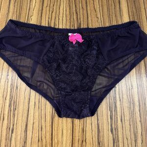 Claudette Darling Cheeky Lace / Mesh Fishnet Bikini Panty Gothic Grape Size M